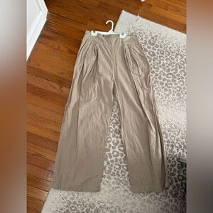 Abercrombie & Fitch Wide Leg Linen Pants Size Medium Regular Beige